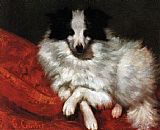 Gustave Courbet Famous Paintings - Sitting on cushions dog